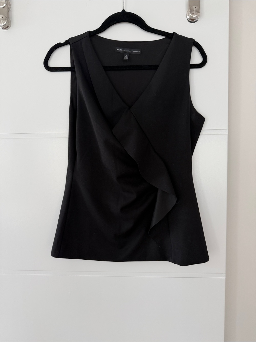 White House Black Market Black Ruffle Wrap Camisole